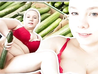 See this molten teeny get her taut labia screwed by a phat cucumber!