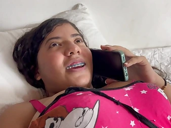 Devoted Indian whore Polla Gigante gasps on her beau while he tears fro her on the smartphone