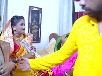 Watch Mampi, Antim, and their Indian curvy stepsisters get dropped with their Dewar in a clamminess Indian wedding group sex
