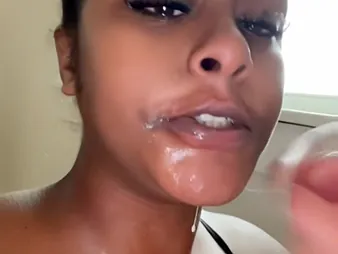 Ebony nobles give big tits coupled with arse tries broadly a 10-inch hard-on for a facial